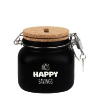 Luxe spaarpot - Happy savings + snoepzak 400 gram Luxe spaarpot - Happy savings + snoepzak 400 gram