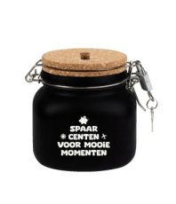Luxe spaarpot - Mooie momenten + snoepzak 400 gram Luxe spaarpot - Mooie momenten + snoepzak 400 gram
