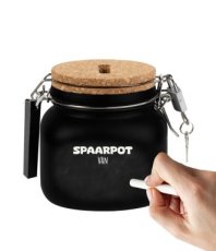 Luxe spaarpot - Spaarpot van + snoepzak 400 gram Luxe spaarpot - Spaarpot van + snoepzak 400 gram