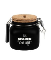 Luxe spaarpot - Sparen voor la + snoepzak 400 gram Luxe spaarpot - Sparen voor later + snoepzak 400 gram