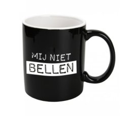 Mok - Mij niet bellen + blokbodemzak 250 gram Mok - Mij niet bellen + blokbodemzak 250 gram